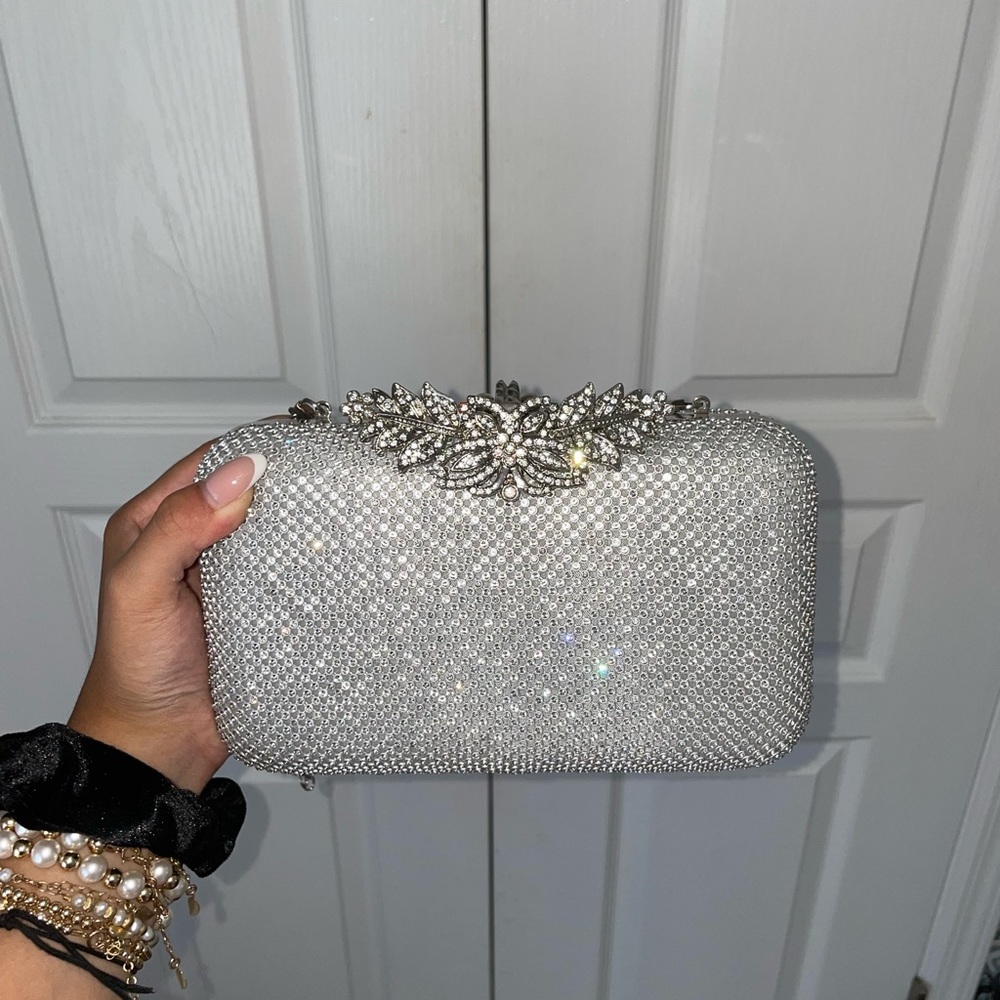 Silver prom/formal clutch